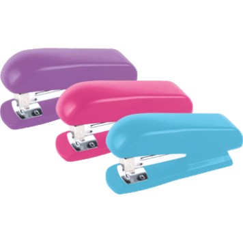 Степлер DeVente №24/6, Soft Touch мощность 20 листов ( голубой, фиолетовый, розовый)цвет