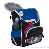 рюкзак Grizzly школьный с мешком (1 черный - синий) RAm-185-6