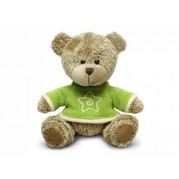 Игрушка мягкая медвежонок в свитере зеленом