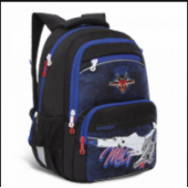рюкзак Grizzly школьный (2 черный - синий) RB-154-2